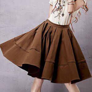 ARTKA BROWN GOTH PRAIRIE VERY FULL SKATER SKIRT PEASANT GYPSY BOHO S M ASIAN L
